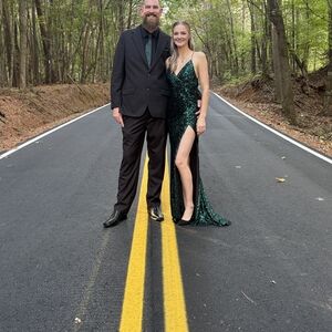 Cinderella Black Sequin Strapless Evening Gown